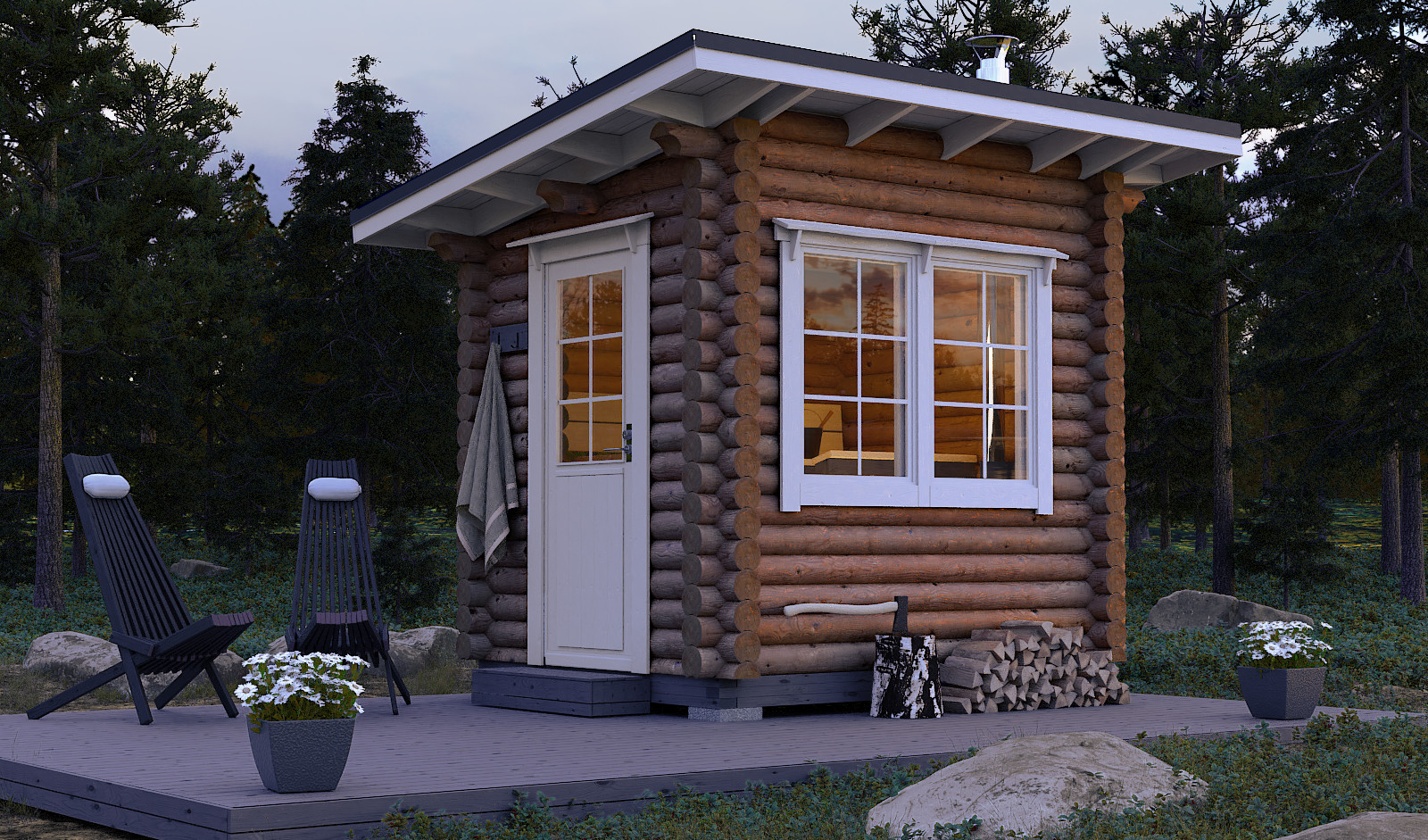 Pihasauna, Tuohi hirsisauna